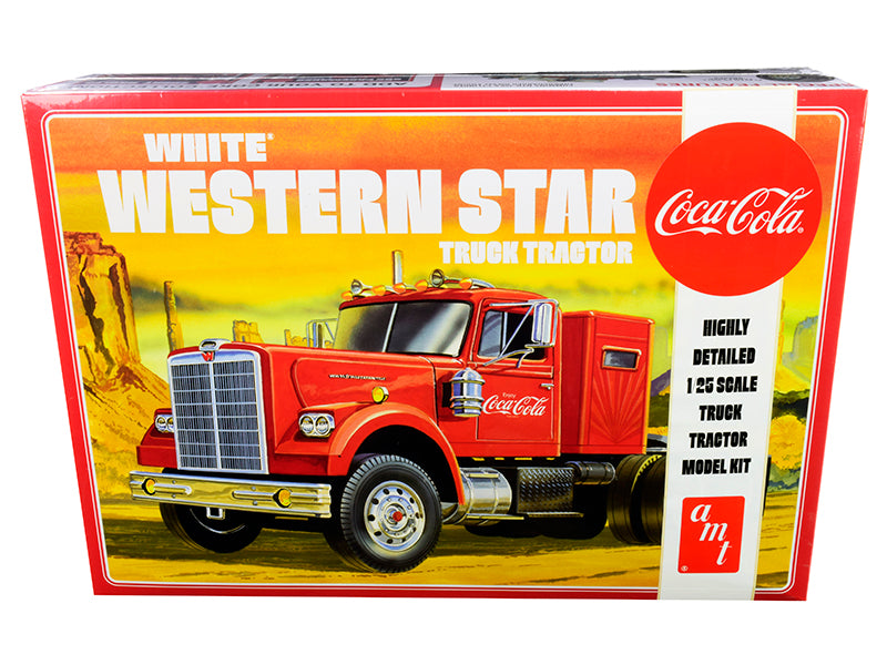 AMT - Skill 3 Model Kit White Western Star Semi Truck Tractor "Coca-Cola" 1/25 Scale Model — Plastic model kit