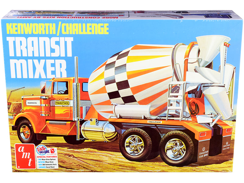AMT - Skill 3 Model Kit Kenworth / Challenge Transit Cement Mixer Truck 1/25 Scale Model — Plastic model kit