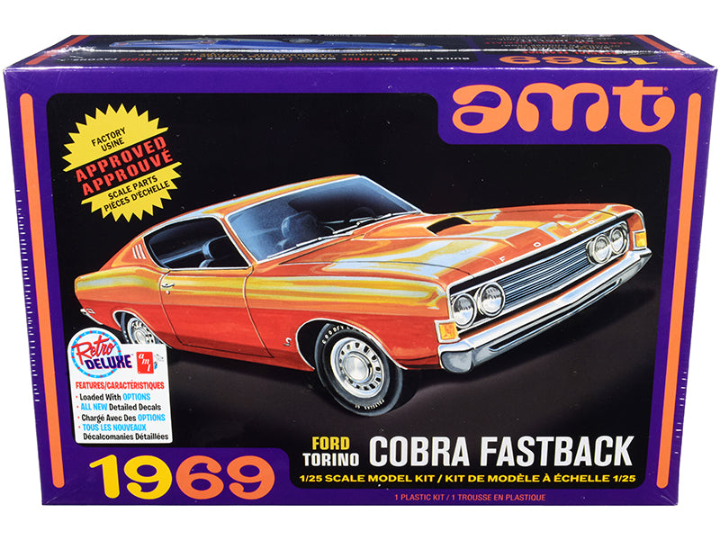 AMT - Skill 2 Model Kit 1969 Ford Torino Cobra Fastback 3-in-1 Kit 1/25 Scale Model — Plastic model kit