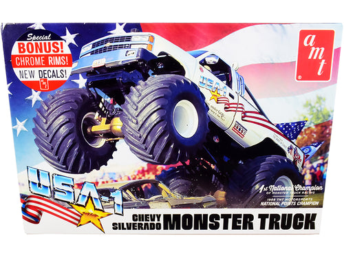 AMT - Skill 2 Model Kit Chevrolet Silverado "USA-1" Monster Truck 1/25 Scale Model by AMT — Plastic model kit