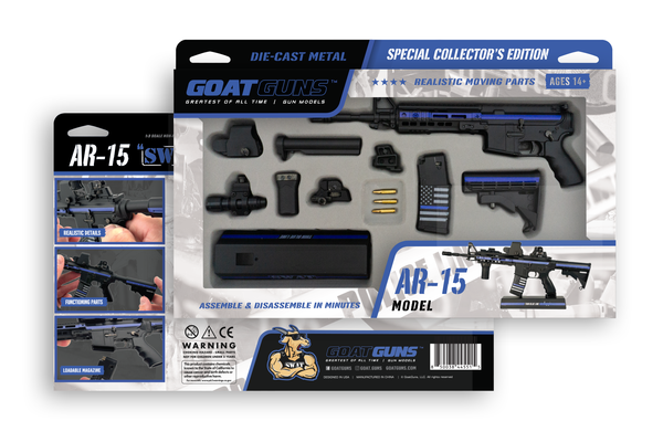 GoatGuns Mini AR-15 in Thin Blue Line SWAT Theme — Diecast Replica Guns