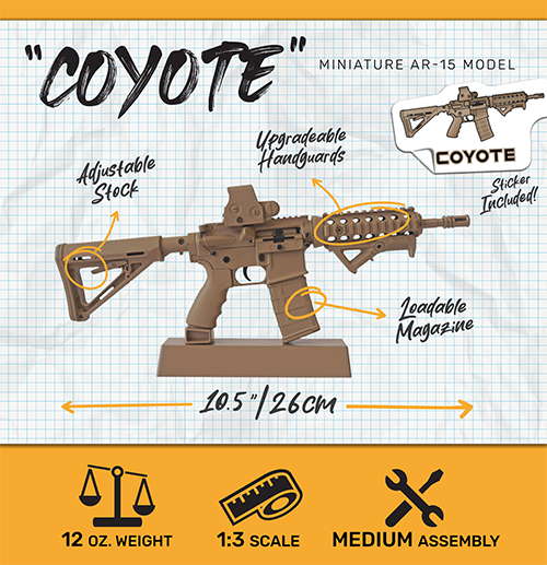 GoatGuns 1/3 Scale Die Cast AR15 Model, Coyote — Diecast Replica Guns