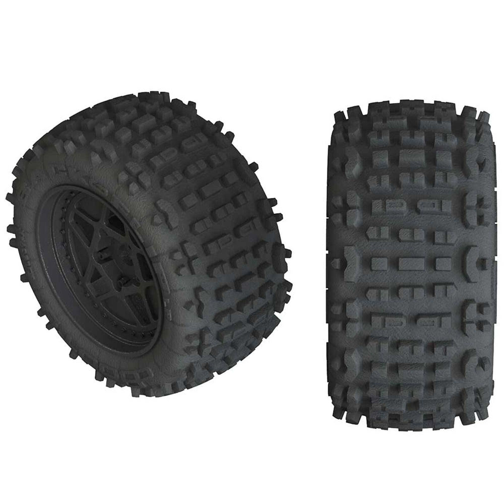 PowerHobby Arrma AR550050 1/10 dBoots Backflip LP Front/Rear 3.8 Pre-Mounted Tires, 17mm Hex, Black (2): 4S