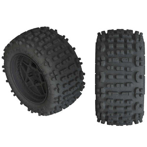 PowerHobby Arrma AR550050 1/10 dBoots Backflip LP Front/Rear 3.8 Pre-Mounted Tires, 17mm Hex, Black (2): 4S