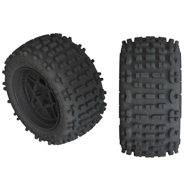 PowerHobby Arrma AR550050 1/10 dBoots Backflip LP Front/Rear 3.8 Pre-Mounted Tires, 17mm Hex, Black (2): 4S