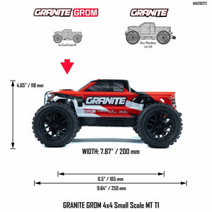 Arrma ARA2102T2 Granite Grom MEGA 4WD 380 Brushed 1/18 Monster Truck RTR Red