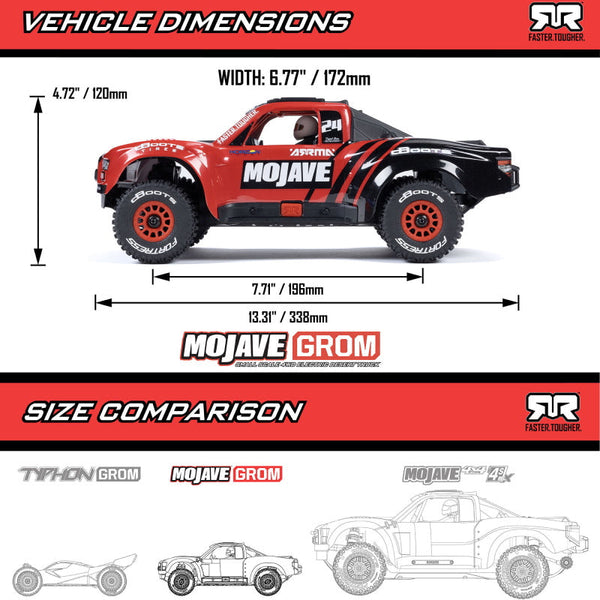 ARRMA ARA2104T1 MOJAVE GROM 4x4 SMART Small Scale Desert Truck - Red
