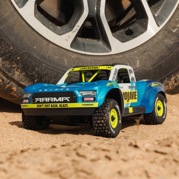 ARRMA MOJAVE GROM 4x4 SMART Small Scale Desert Truck Blue/White - ARA2104T2