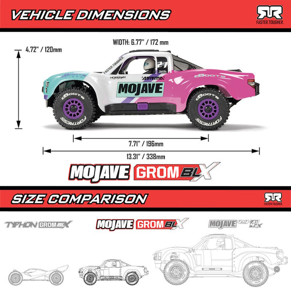 Arrma ARA2304ST2 MOJAVE GROM 223S BLX Brushless 4X4 RTR w/Battery/Charger White