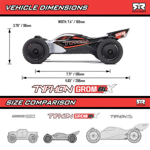 Arrma 2306T1 TYPHON GROM 223S BLX Brushless 4X4 Small Scale Buggy RTR, Silver