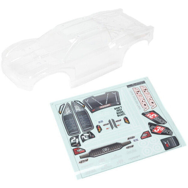 Arrma ARA402318 Clear Body with Decals and Window Masks Vorteks 4X4