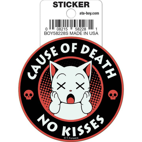Little Shop of Magic Tobe Fonseca: Cause of Death No Kisses Cat Die Cut Vinyl Sticker - 3" — Toys and Collectible