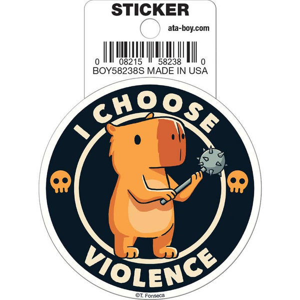 Little Shop of Magic Tobe Fonseca: I Choose Violence Cappybara Die Cut Vinyl Sticker - 3" — Toys and Collectible