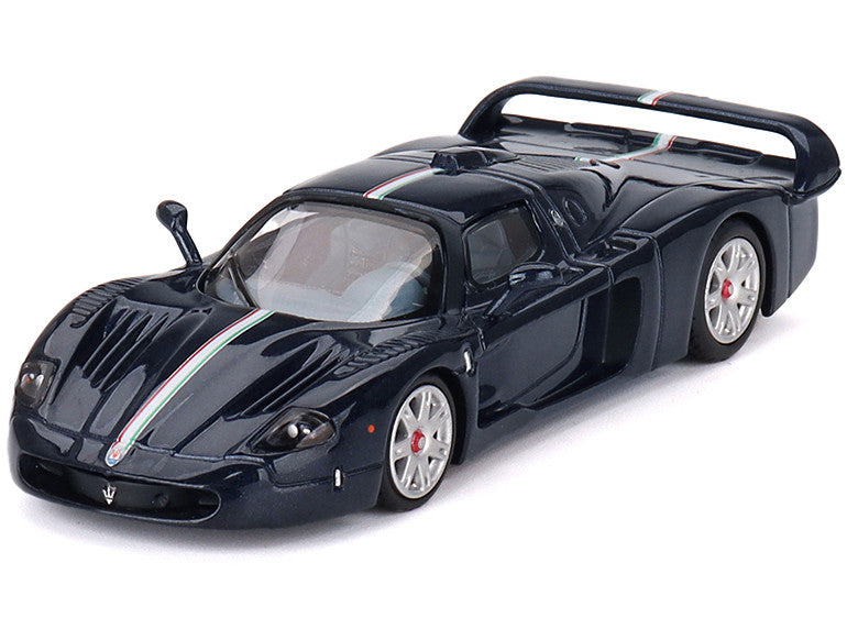 BBR - Maserati MC12 Stradale Blue Metallic with White Stripe 1/64 Diecast Model Car by BBR