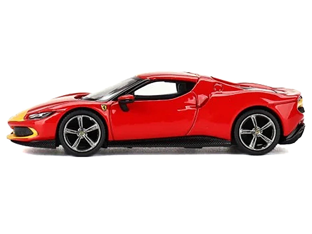 BBR - Ferrari 296 GTB Assetto Fiorano Rosso Corsa Red with Yellow Stripes 1/64 Diecast Model Car by BBR