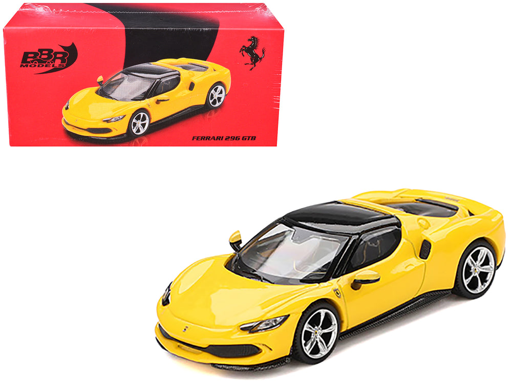 BBR - Ferrari 296 GTB Giallo Modena Yellow with Black Top 1/64 Diecast Model Car by BBR