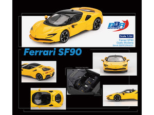 BBR - Ferrari SF90 Giallo Modena Yellow with Black Top 1/64 Diecast Model Car by BBR