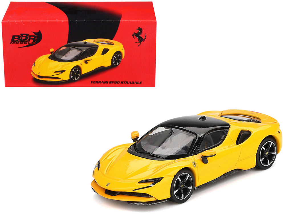 BBR - Ferrari SF90 Giallo Modena Yellow with Black Top 1/64 Diecast Model Car by BBR