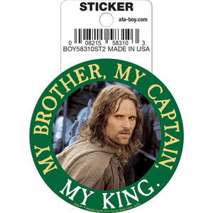 Little Shop of Magic Lord of the Rings: Aragorn My Brother, My Captain, My King Die Cut Vinyl Sticker - 3" — Toys and