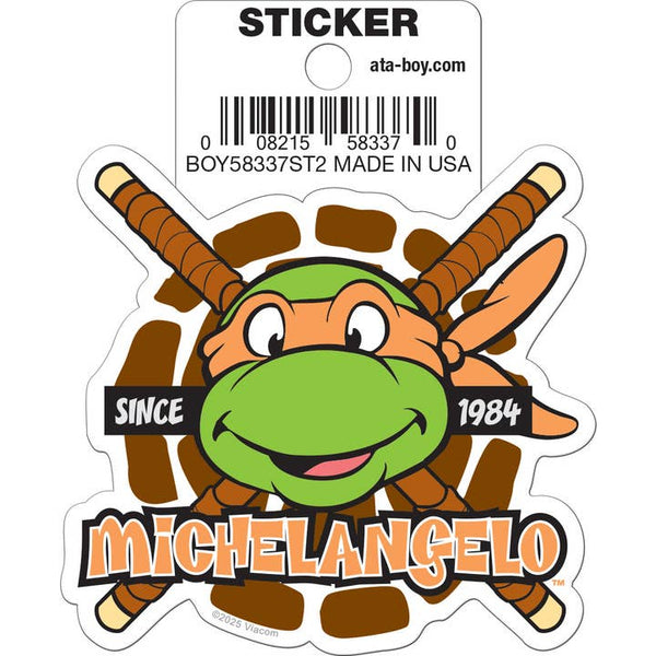 Little Shop of Magic Teenage Mutant Ninja Turtles: Michelangelo Head Die Cut Vinyl Sticker - 3" — Toys and Collectible