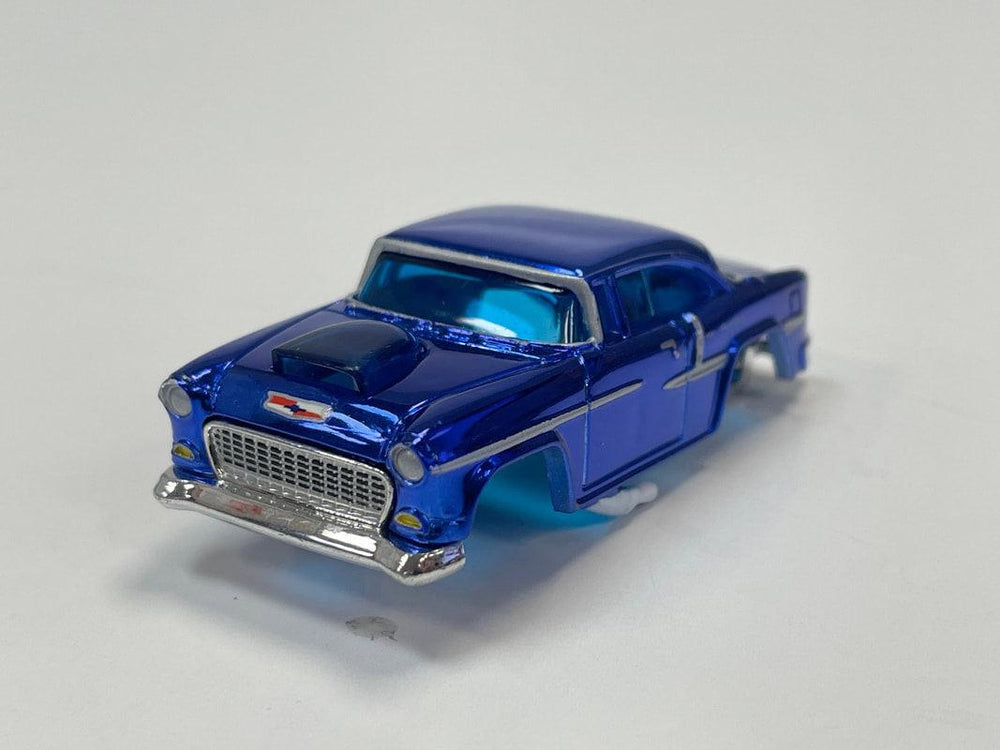 PowerHobby Auto World 1955 Chevy Gasser AFX Xtraction Blue Chrome HO Slot Car Body