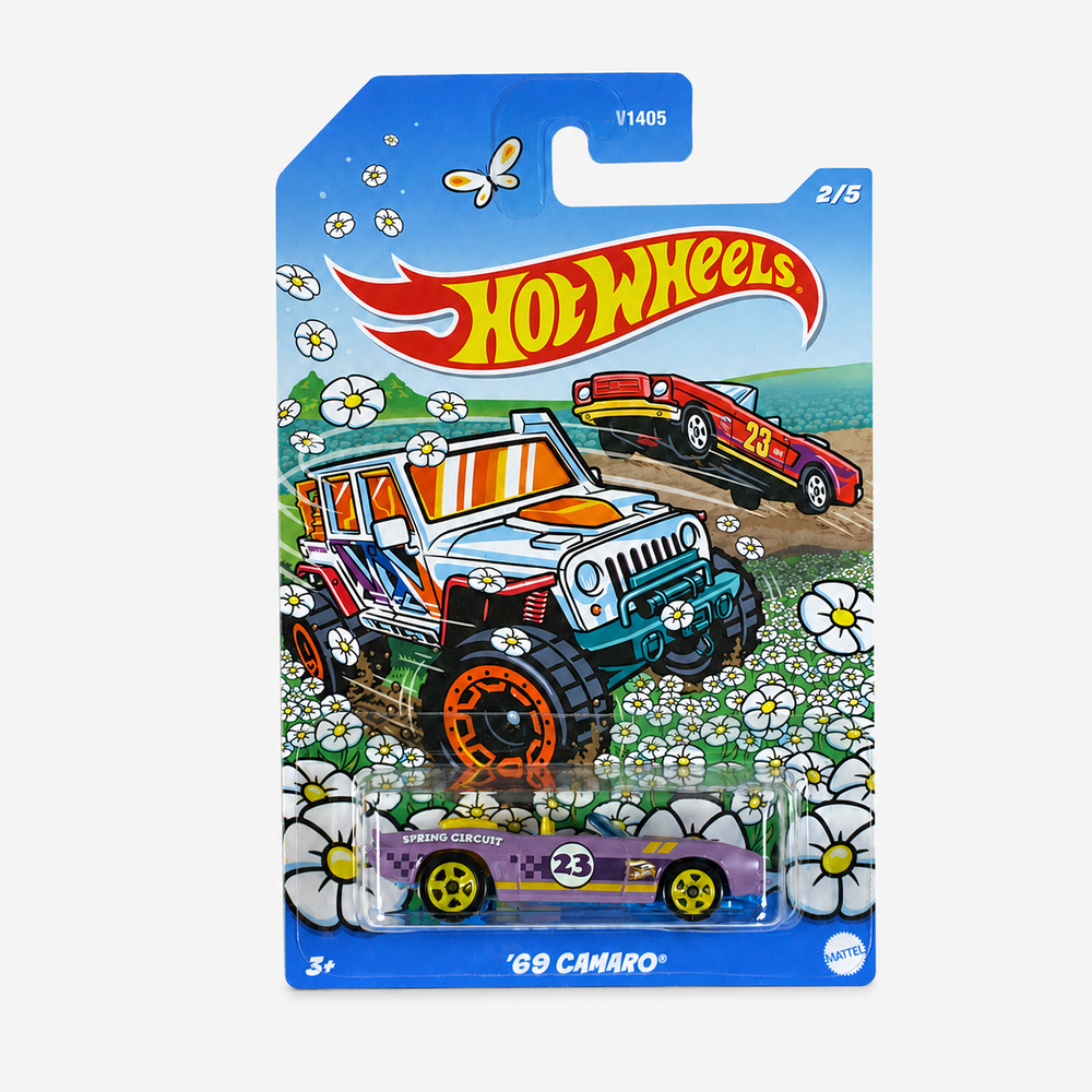 Hot Wheels ’69 Camaro Spring Circuit 2/5 Purple Die-Cast Car V1405