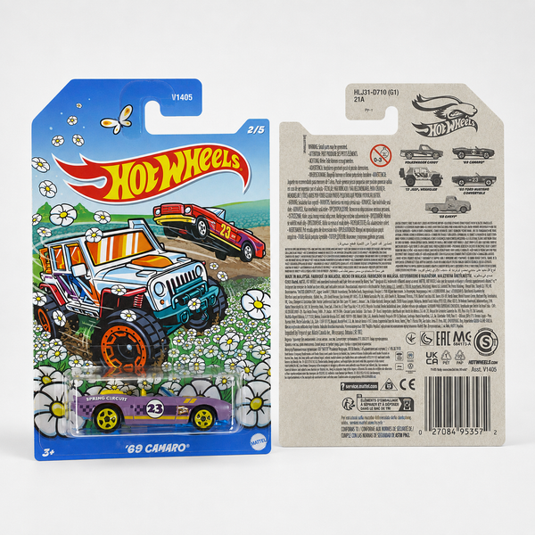 Hot Wheels ’69 Camaro Spring Circuit 2/5 Purple Die-Cast Car V1405