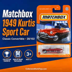Matchbox 1949 Kurtis Sport Car Red 28/102 Die-Cast Convertible