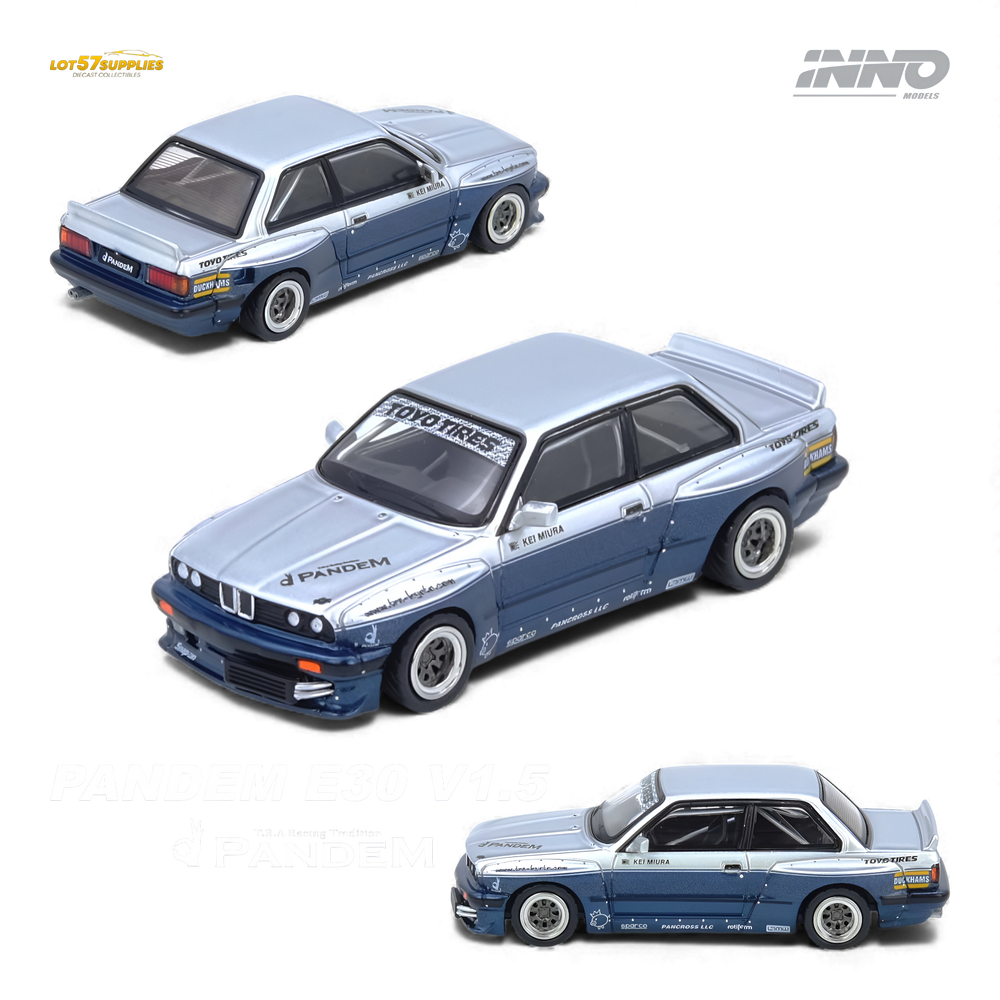 (Pre-Order) INNO64 Pandem E30 M3 Silver/Blue 1:64