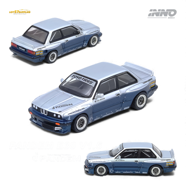 (Pre-Order) INNO64 Pandem E30 M3 Silver/Blue 1:64