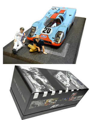 Fly E2063 Porsche 917K Gulf Making of Le Mans + 2 Figures 1/32 Slot Car