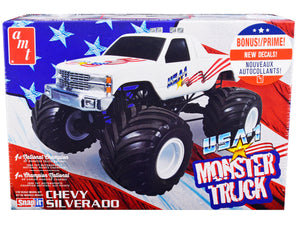 Skill 1 Snap Model Kit Chevrolet Silverado "USA-1" Monster Truck 1/32 Scale Model by AMT — Echo Six Hobbies, view 1