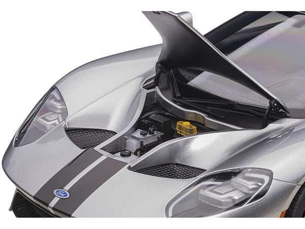 2017 Ford GT Ingot Silver Metallic with Black Stripes 1/12 by Autoart — Echo Six Hobbies, view 3