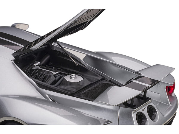 2017 Ford GT Ingot Silver Metallic with Black Stripes 1/12 by Autoart — Echo Six Hobbies, view 5