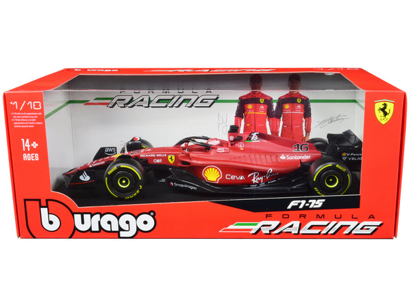 Ferrari F1-75 #16 Charles Leclerc "Ferrari Racing" Formula One F1 (2022) "Formula Racing" Series 1/18 Diecast Model Car by Bburago — Echo Six Hobbies, view 1