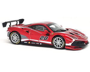 2020 Ferrari 488 Challenge EVO #28 Red with Graphics "Racing" Series 1/43 Diecast Model Car by Bburago — Echo Six Hobbies, view 2