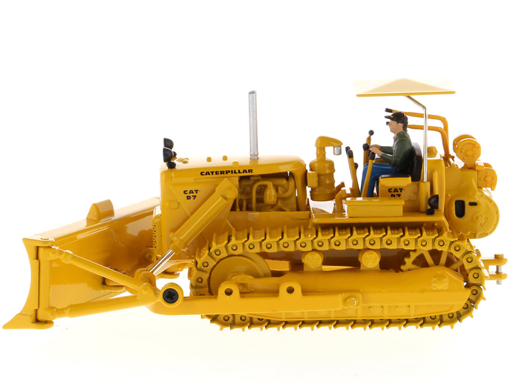 CAT Caterpillar D7C Track-Type Tractor Dozer Yellow with Operator "Vintage Series" 1/50 Diecast Model by Diecast Masters — Echo Six Hobbies, view 1