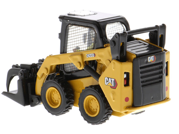 CAT Caterpillar 242D3 Wheeled Skid Steer Loader with Work Tools and Operator Yellow "High Line Series" 1/50 Diecast Model by Diecast Masters — Echo Six Hobbies, view 4