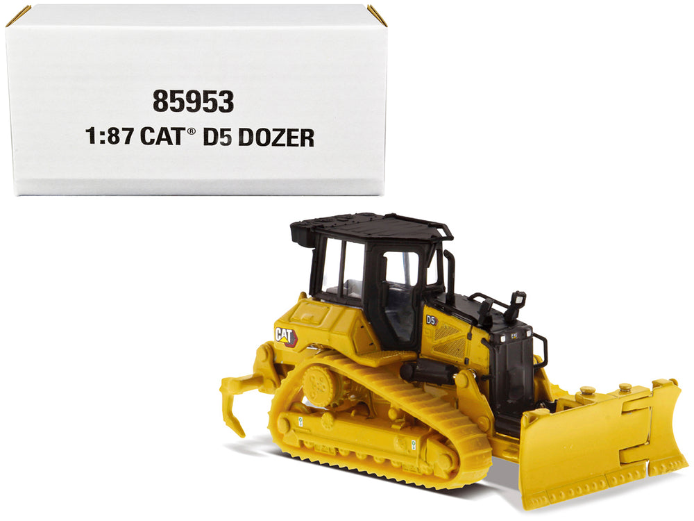 CAT Caterpillar D5 Track-Type Dozer Yellow with Fine Grading Undercarriage and Foldable Blade "High Line Series" 1/87 (HO) Scale Diecast Model by Diecast Masters — Echo Six Hobbies, view 1