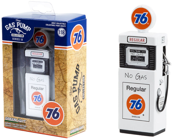 1951 Wayne 505 Gas Pump "Union 76 Regular Gasoline" "No Gas" White "Vintage Gas Pumps" Series 12 1/18 Diecast Model by Greenlight — Echo Six Hobbies, view 1