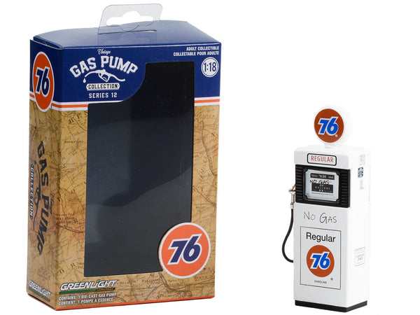 1951 Wayne 505 Gas Pump "Union 76 Regular Gasoline" "No Gas" White "Vintage Gas Pumps" Series 12 1/18 Diecast Model by Greenlight — Echo Six Hobbies, view 2