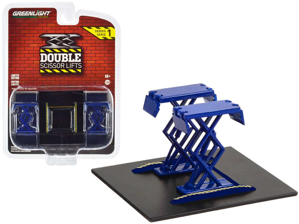 Automotive Double Scissor Lift Blue "Double Scissor Lifts" Series 1 1/64 Diecast Model by Greenlight — Echo Six Hobbies, view 1