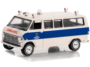 1969 Ford Econoline Ambulance Beige with Blue Stripes "Ontario Hospital Services Commission Ontario Canada" "First Responders" Series 1 1/64 Diecast Model Car by Greenlight — Echo Six Hobbies, view 2