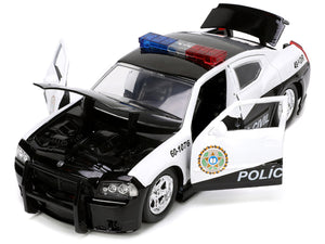 2006 Dodge Charger Police Black and White "Policia Civil" "Fast & Furious" Series 1/24 Diecast Model Car by Jada — Echo Six Hobbies, view 2