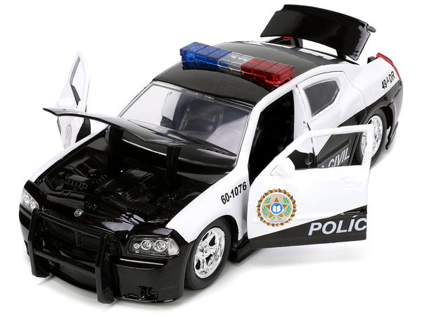 2006 Dodge Charger Police Black and White "Policia Civil" "Fast & Furious" Series 1/24 Diecast Model Car by Jada — Echo Six Hobbies, view 2