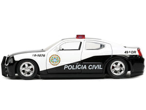 2006 Dodge Charger Police Black and White "Policia Civil" "Fast & Furious" Series 1/24 Diecast Model Car by Jada — Echo Six Hobbies, view 3