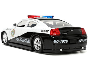 2006 Dodge Charger Police Black and White "Policia Civil" "Fast & Furious" Series 1/24 Diecast Model Car by Jada — Echo Six Hobbies, view 5