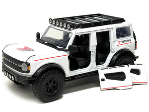 2021 Ford Bronco White with Red Stripes and Roof Rack "Yokohama Tires" "Just Trucks" Series 1/24 Diecast Model Car by Jada — Echo Six Hobbies, view 2