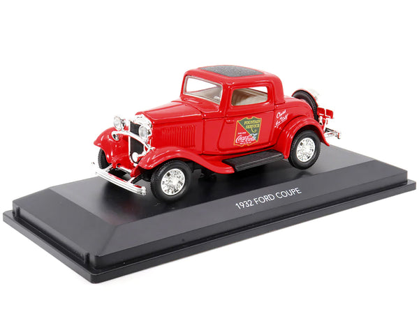 1932 Ford Coupe "Coca-Cola" Red with Black Top 1/43 Diecast Model Car by Motor City Classics — Echo Six Hobbies, view 2
