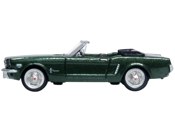 1965 Ford Mustang Convertible Ivy Green Metallic 1/87 (HO) Scale Diecast Model Car by Oxford Diecast — Echo Six Hobbies, view 2